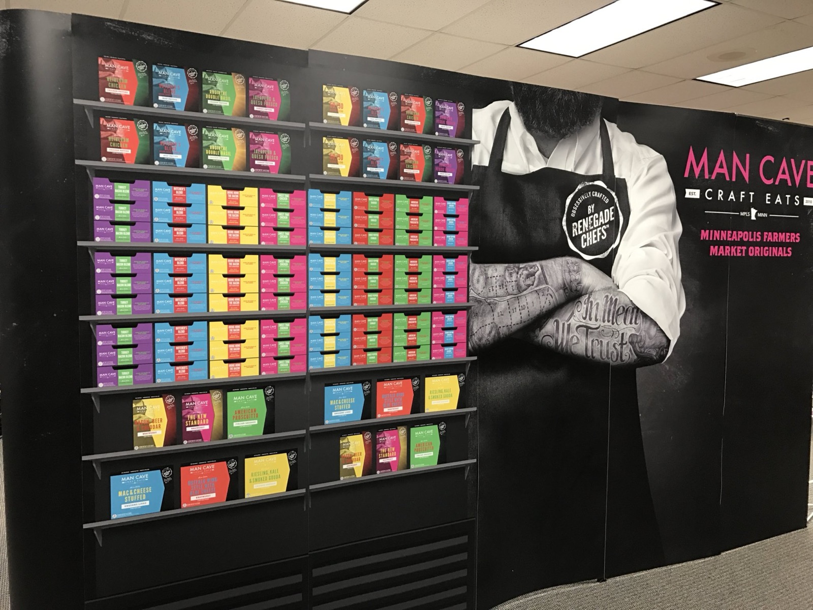 Man Cave Craft Eats retail display wall